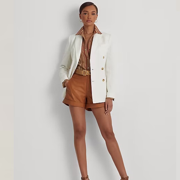 Lauren by Ralph Lauren Double-Breasted Linen-Blend Twill Blazer, RTR - Picture 3 of 14